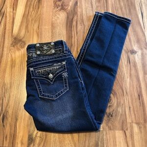 Miss Me Jeans Women’s Size 27 Signature Rise Skinny Dark Wash Bling Pocket